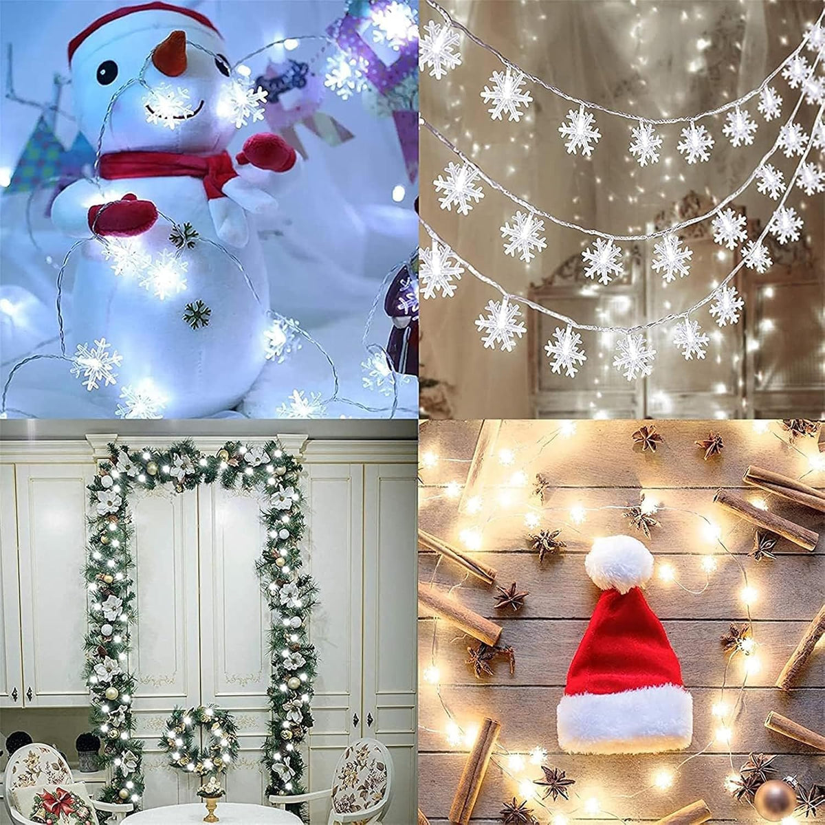 Christmas Snowflake Lights, 20ft 40LED 8 Modes & Timer Battery Operated Fairy Lights for Indoor/Outdoor Holiday Party Decorations (White)