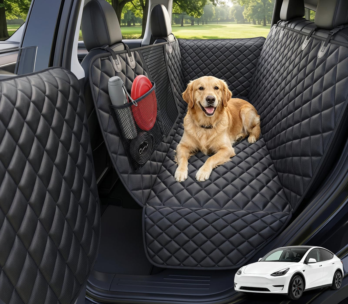 URPOWER Hard Bottom Dog Car Seat Cover for Pets 100% Waterproof Seat Cover Hammock 600D Heavy Duty Scratch Proof Nonslip Durable Back Seat Covers for Cars Trucks and SUVs