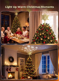 Brightown 12" Gold Christmas Star Tree Topper, Rotating Snowflake Projector