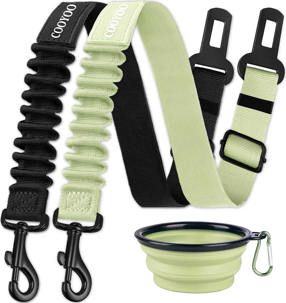 COOYOO Dog Seat Belt,3 Piece Set Retractable Dog Car Harness Adjustable Dog Seat Belt for Vehicle Nylon Pet Safety Seat Belts Heavy Duty & Elastic