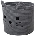 VK VK·LIVING Animal Baskets Large Woven Cotton Rope Storage with Cute Cat Design Laundry Organizer for Towels, Blanket, Toys, Clothes, Gifts – Cat Toy Box Pet or Baby Gift Baskets 15"Lx14H"