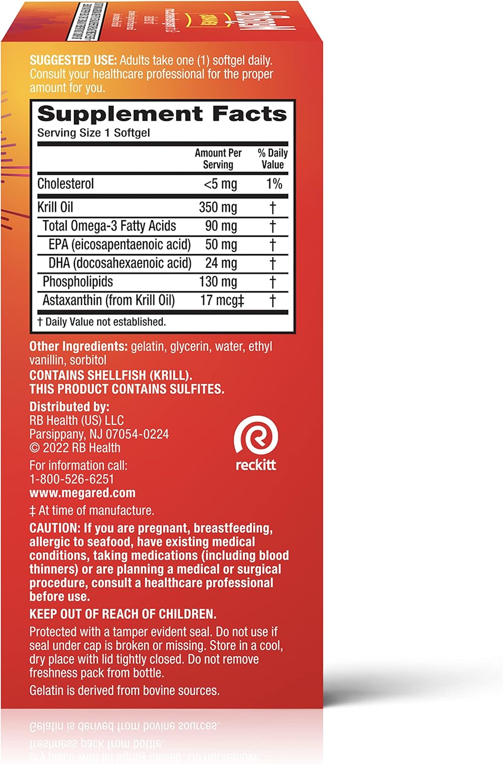 MegaRed - Omega-3 Krill Oil 350mg Softgels (130 Count in A Bottle), EPA & DHA Omega-3 Fatty Acids with No Fishy Aftertaste Unlike Fish Oil, Contains Antioxidant Astaxanthin