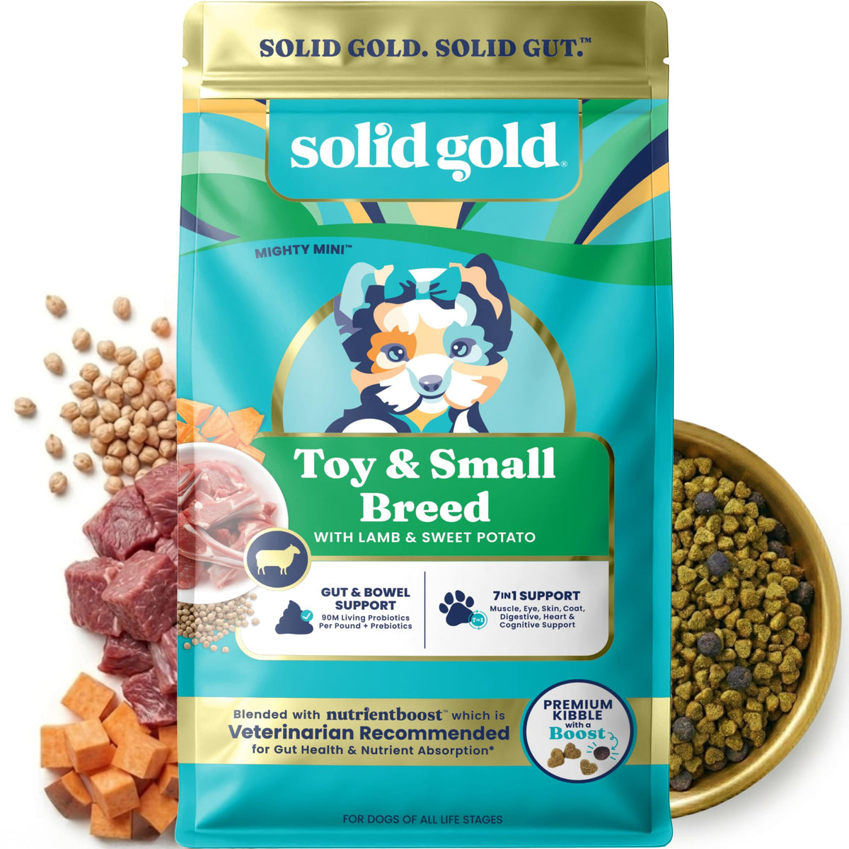Solid Gold Bison Dry Dog Food for Large Dogs – High Protein, Whole Grain Kibble with Real Bison, Brown Rice & Omega 3 – Large Kibble w/Probiotics for Gut Health - Adult Dog Food - Nutrientboost™–22LB