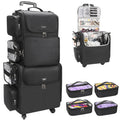Relavel Rolling Makeup Train Case, Hairstylist Traveling Bag with 4 Wheels, Heat Insulation Full Layer, Adjustable Dividers, Hair Tools and Cosmetics Storage Organizer Trolley Suitcase Makeup Cart