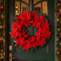 Riceshoot Christmas Artificial Poinsettia Wreath 20" Christmas Red Wreath