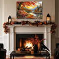 YZDQLANY Canvas Wall Art Autumn Landscape Dog Pumpkin Wall Decor