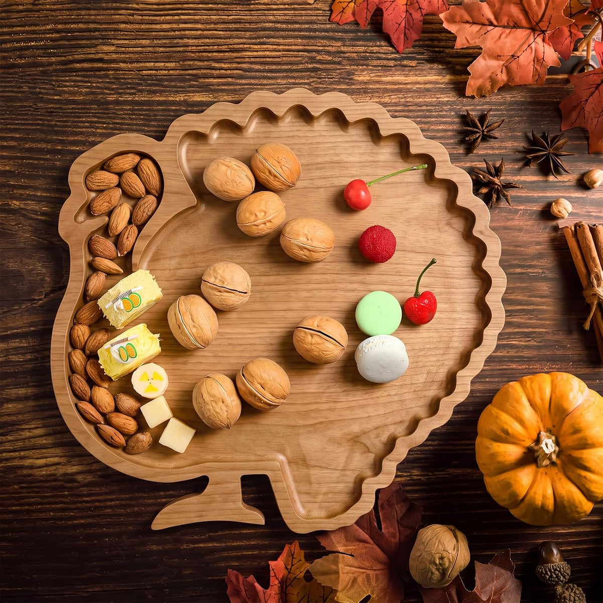 Sliner Turkey Charcuterie Board Wooden Thanksgiving Serving Platter Tray