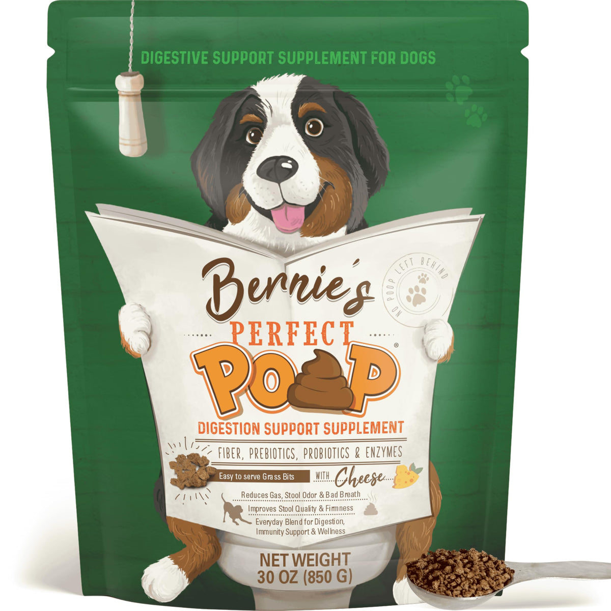 Perfect Poop Digestion & General Health Supplement for Dogs: Fiber, Prebiotics, Probiotics & Enzymes Relieves Digestive Conditions, Optimizes Stool, and Improves Health (Chicken, 4.2)