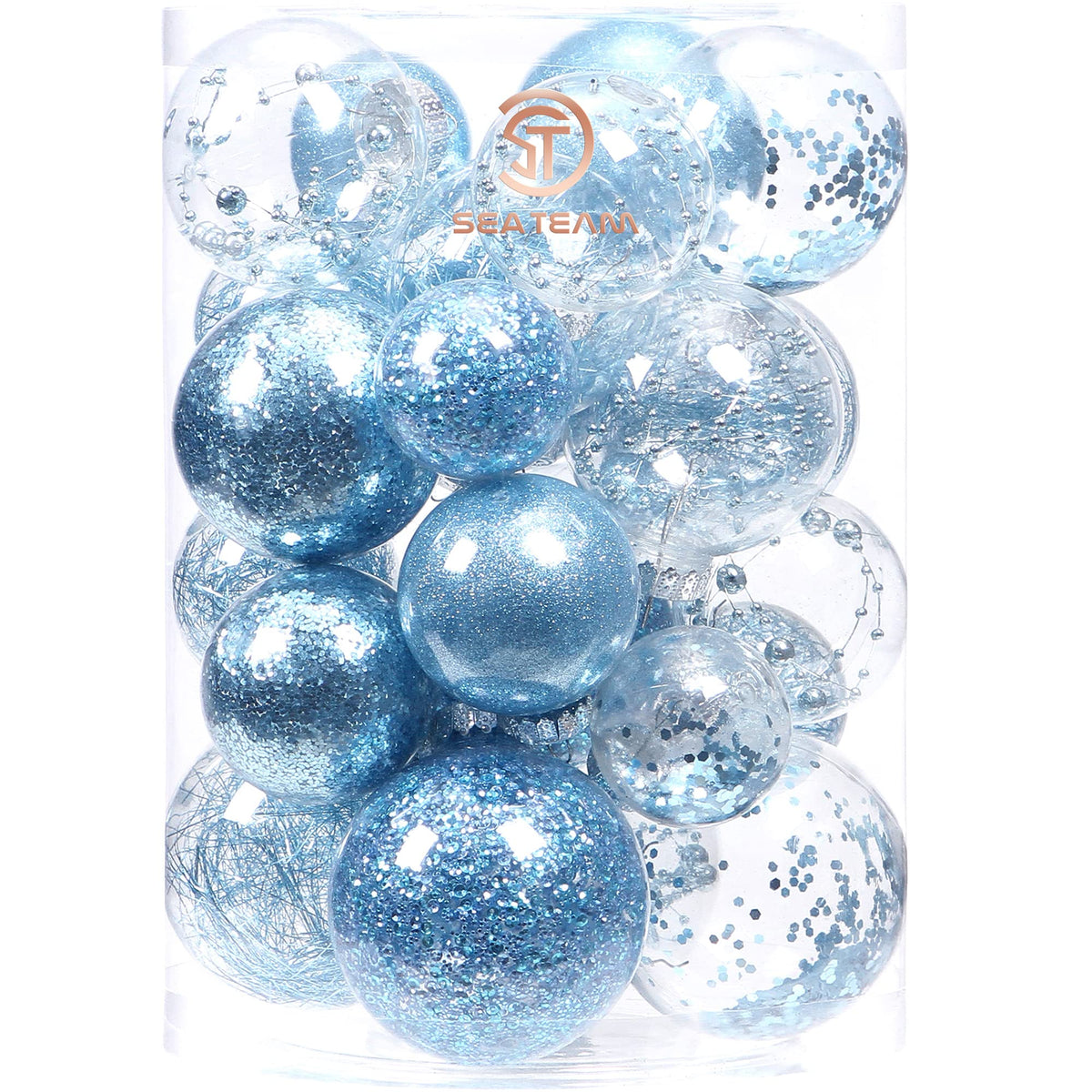 Sea Team 30-Pack Clear Christmas Ball Ornaments with Fillers, Champagne