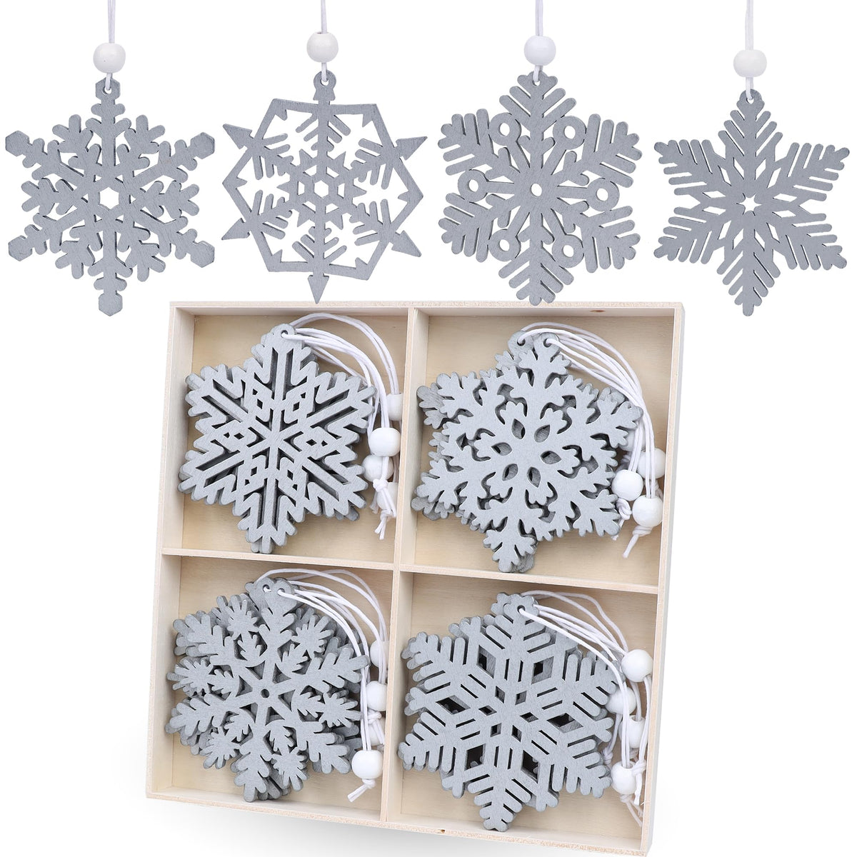 16 Pieces White Snowflakes Ornaments Christmas Tree Decorations