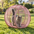 Outdoor Cat Enclosure, Giant Cat Hamster Ball for Outside, Mesh Ball Cat Cage, 360 Panoramic Rolling Cat Playpen, Foldable Breathable Mesh Pet Playpen with Zipper, Cat Outdoor Ball Cage