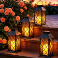 2 Pack 14'' Black Large Outdoor Solar Lanterns Outdoor Waterproof