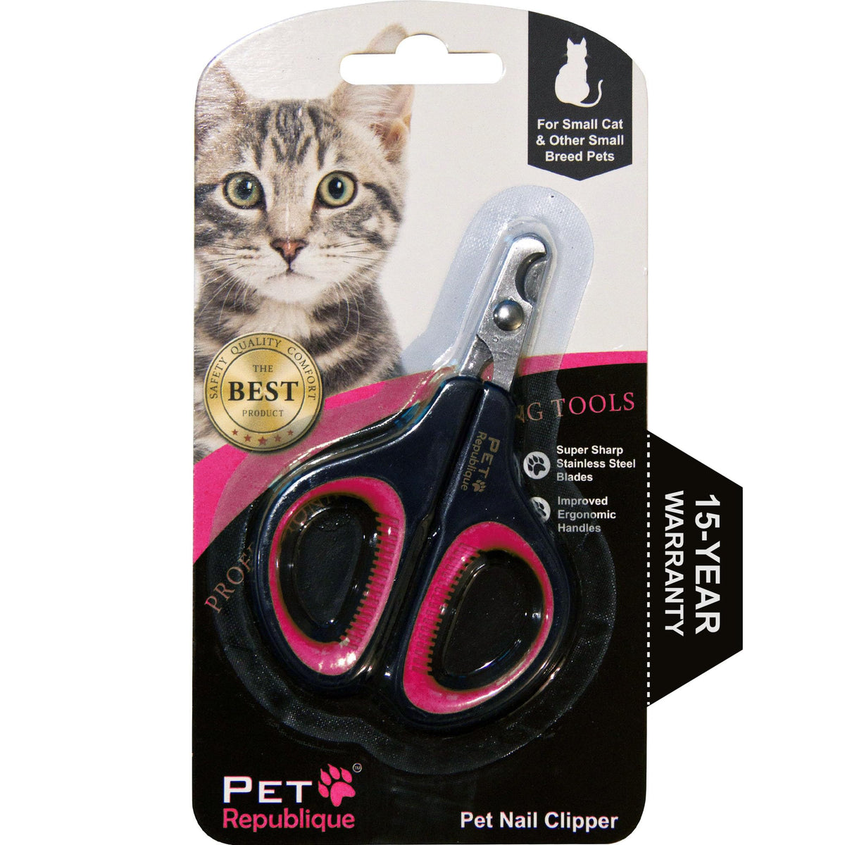 Cat Nail Clippers by Pet Republique – Professional Stainless-Steel Nail Clipper for Cats, Kittens, Hamster, Rabbits, Birds, & Small Breed Animals Claw Trimmer (Black+Yellow)