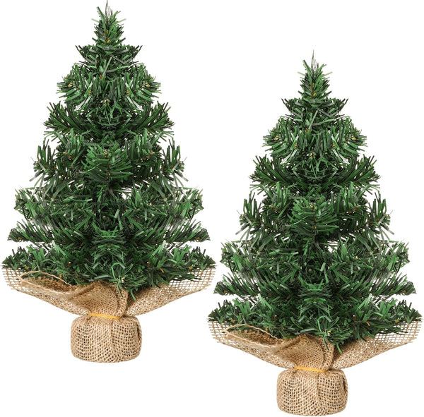 Yinder 2 Pcs 7.87 Inch Mini Christmas Tree Tabletop Pine Decoration