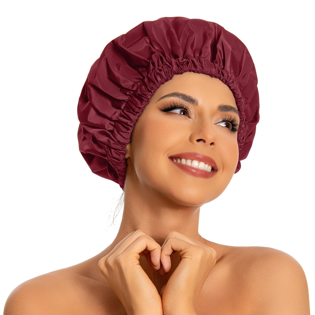 Edoneery Reusable Shower Caps for Women, Waterproof Long Hair Bonnet | Washable Design, Wide Elastic Band, Large Fit, Holds Long Hair, Braids Friendly, Bath Accessories, Spa, Travel