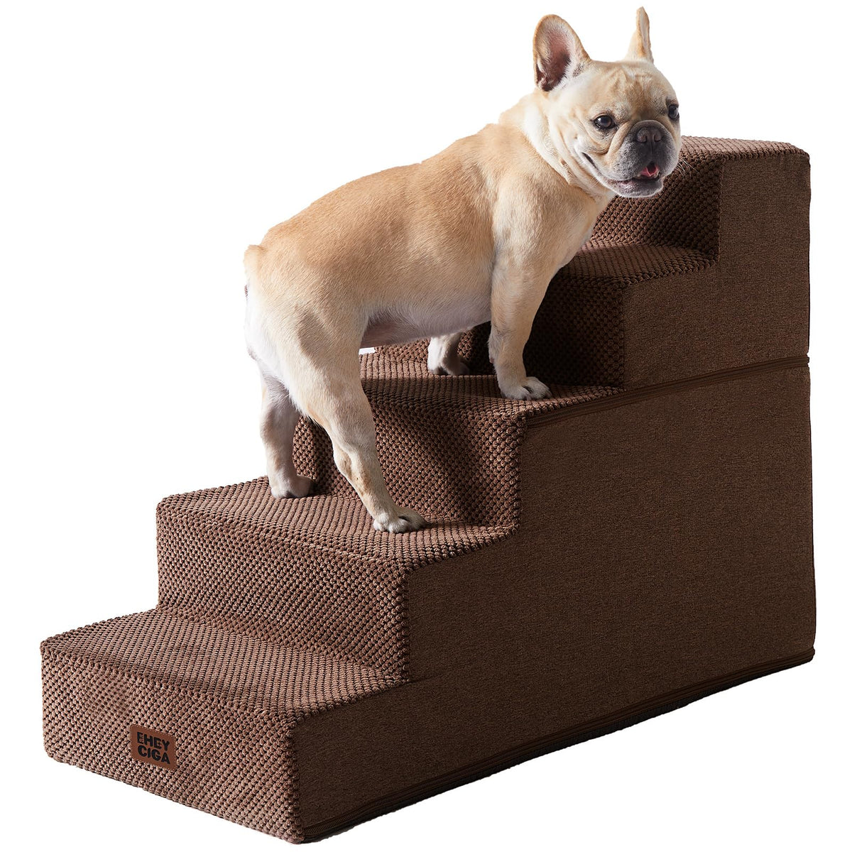 EHEYCIGA Dog Stairs for Bed 18" H, 4-Step Dog Steps for High Bed, Pet Steps for Small Dogs and Cats, Non-Slip Balanced Pet Ramp Indoor, Grey