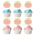 24pc Little Pumpkin Cupcake Toppers - Glitter Pumpkin Cupcake Picks - Baby Shower Decorations - Fall Harvest Theme - Kids Birthday Party Supplies