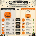 OIASKET Cotton Rope Halloween Pumpkin Basket with Handle, Trick or Treat Bucket for Kids, Woven Boo Candy Basket for Neighborhood Parades & Indoor Holiday Home Decor