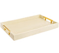 Home Redefined 17.5"x12" Gold Glossy Crocodile Faux Leather Serving Tray Beautiful Modern Elegant Decorative Tray with Handles Ottoman Coffee Table Tray for All Occasion's