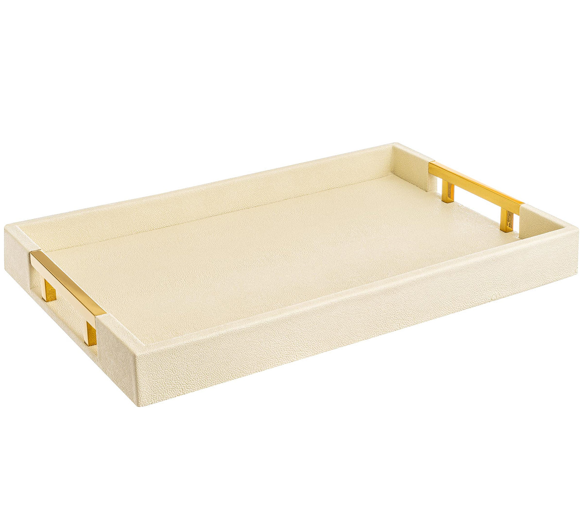 Home Redefined 17.5"x12" Gold Glossy Crocodile Faux Leather Serving Tray Beautiful Modern Elegant Decorative Tray with Handles Ottoman Coffee Table Tray for All Occasion's