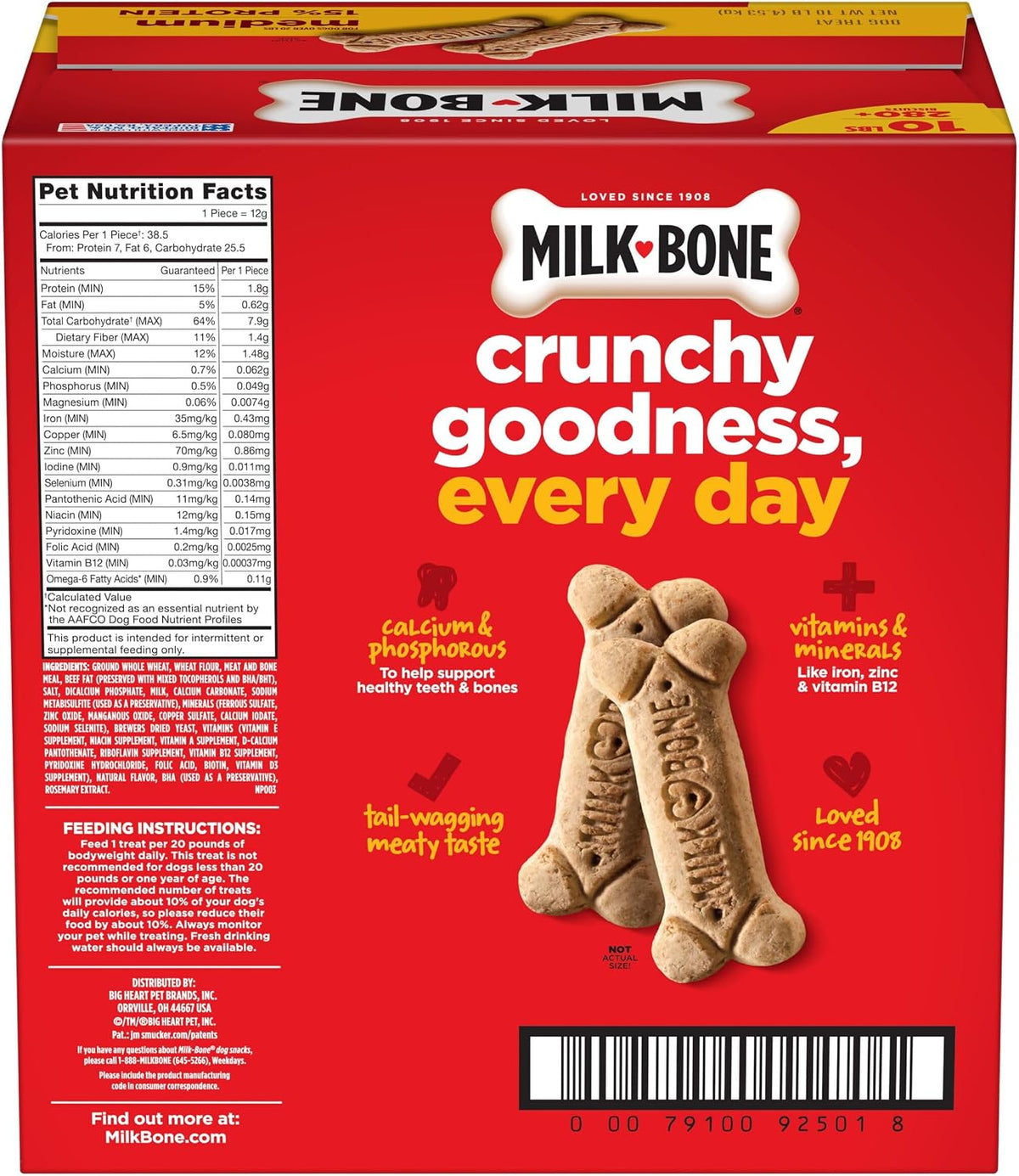 Milk-Bone Crunchy Medium Dog Treats, 10 Lb. Box, Original Beef Flavor