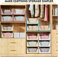 Upgraded Closet Organizers and Storage, Stackable Closet Organizer Basket | 5 Pack Foldable Closet Storage Bins for Bathroom Laundry Room Wardrobe Storage, Space-Saving Clothes Drawer Organizer