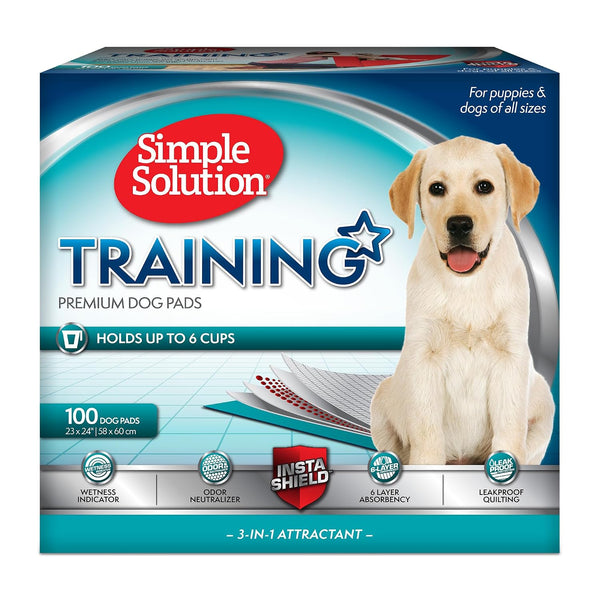 Simple Solution Large Pee Pads for Dogs, Puppy Potty Training, Leak Proof Dog Pads, Pet Pee Pad, Disposable Puppy Pad, Large 23"x24", 100 Count