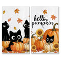 Hexagram Pumpkin Fall Kitchen Towels, Buffalo Check Fall Decor Hand Towels