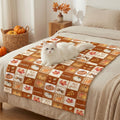 Horaldaily Fall Checked Pumpkin Leaves Flannel Pets Blanket 20x30
