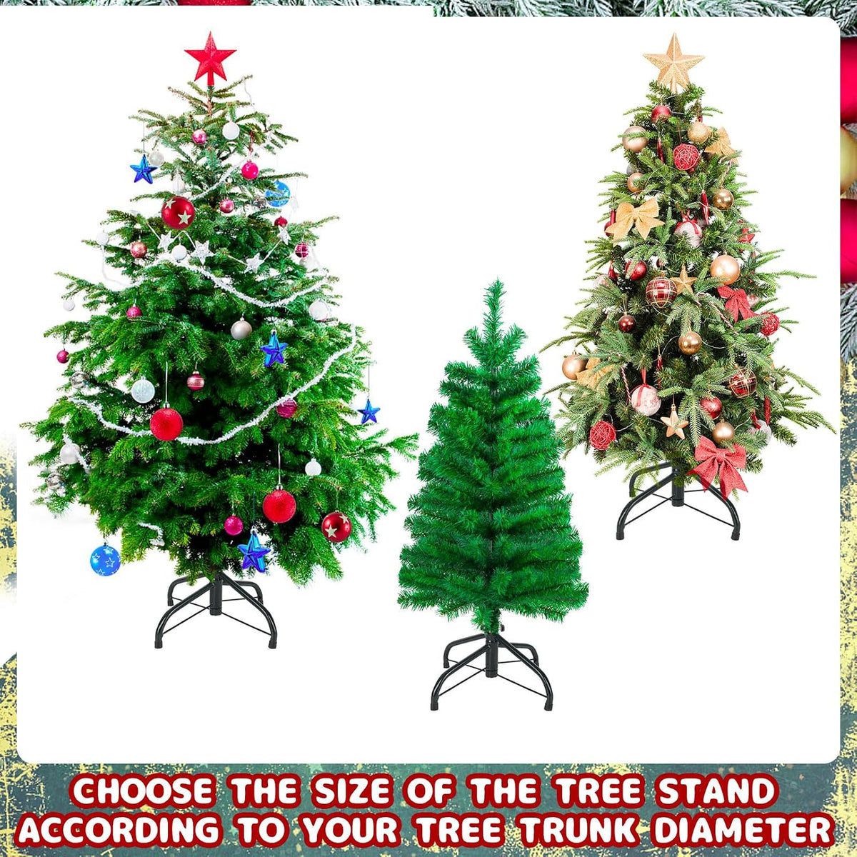 CCINEE Metal Christmas Tree Stand, Universal Folding Xmas Tree Stand 11.8 Inch Replacement Tree Stand Base for 2 Ft to 5 Ft Christmas Artificial Trees Fake Tree，Green
