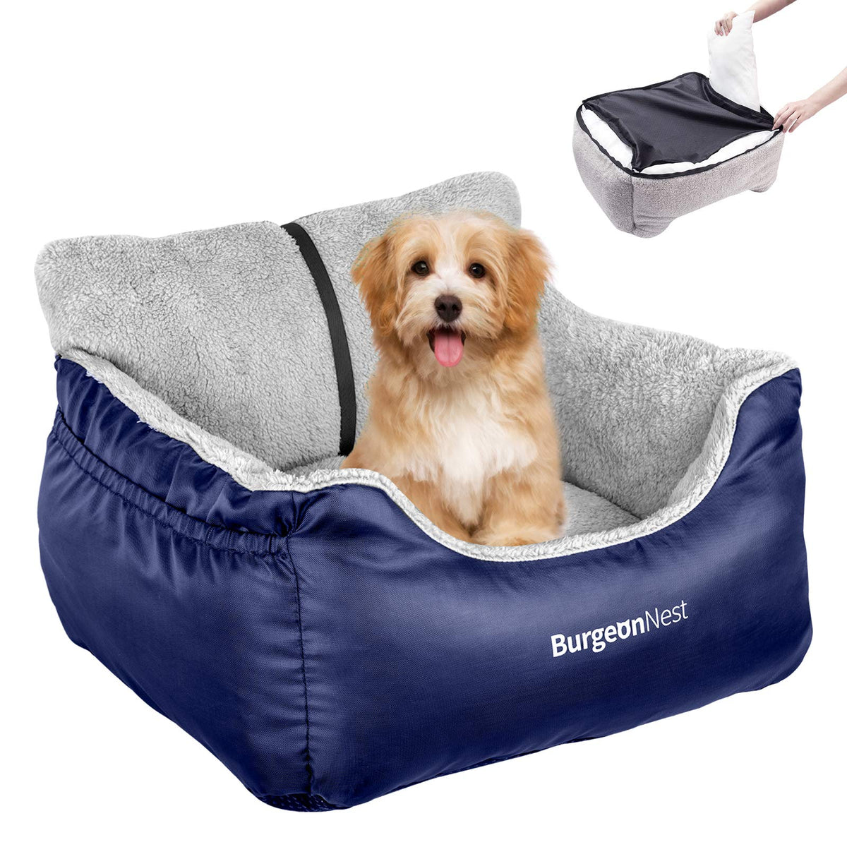 BurgeonNest Dog Car Seat for Small Dogs & Cats Under 25 lbs,Black