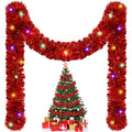16.4 ft Christmas Tinsel Garland with Light, Multicolor, Red and Green