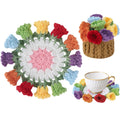 Crochet Flower Coasters, Handmade Bouquet Coasters with Crochet Plant Pot (Sunflower Yellow, 1Pc)