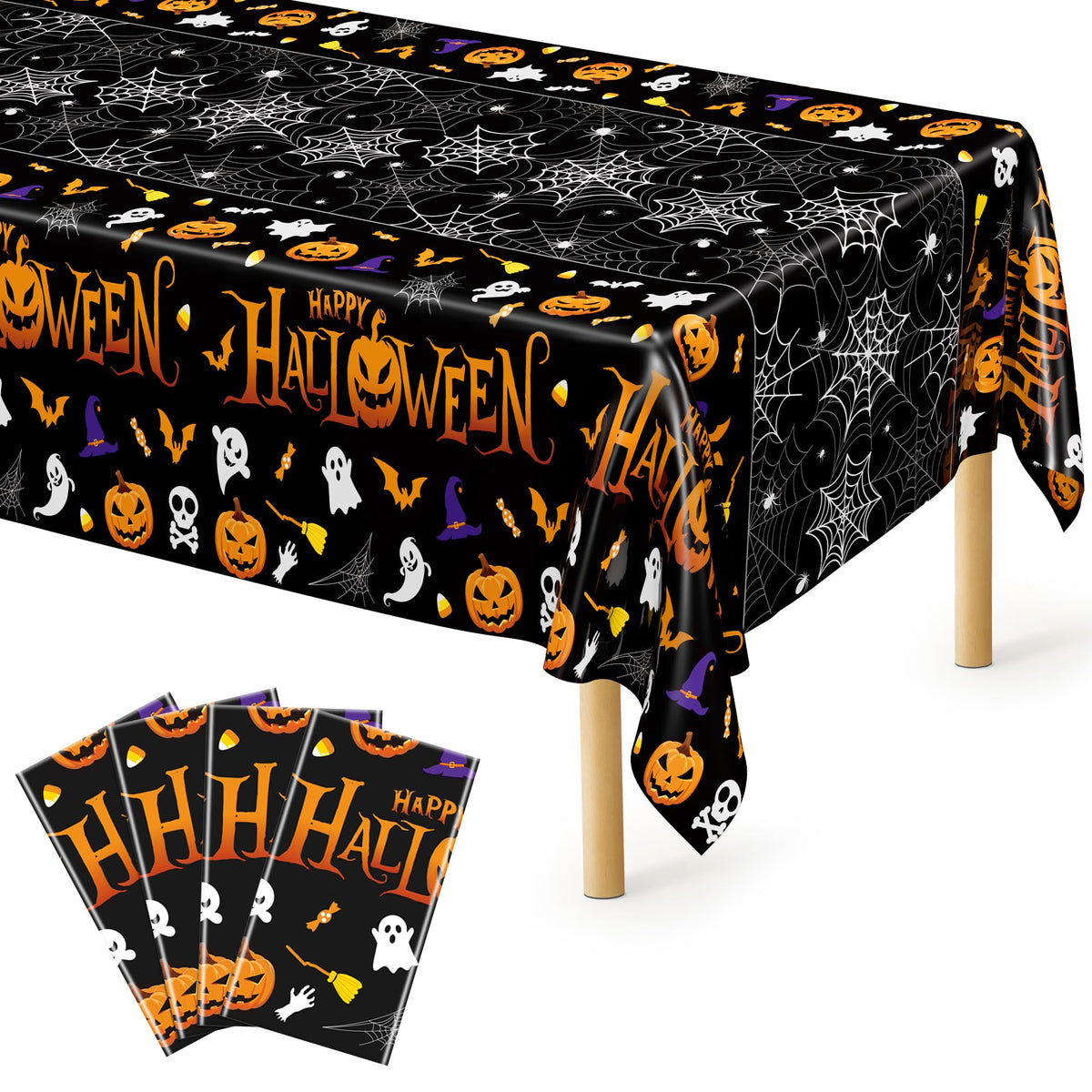 3 Pack Thanksgiving Tablecloths, 108" x 54" Disposable Turkey Table Cloth