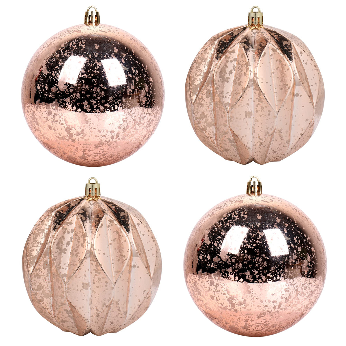 Extra Mercury Hanging Shatterproof Tree Ball Christmas Ornaments(Gold, 4 inch/4 Pcs)