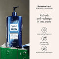 Suave Men Ocean Charge 2 in 1 Refreshing Shampoo & Conditioner with Pro Vitamin B5, Hydrates & Revitalizes Hair, Ocean Fresh Scent, 4 Count, 40 FL OZ Pump
