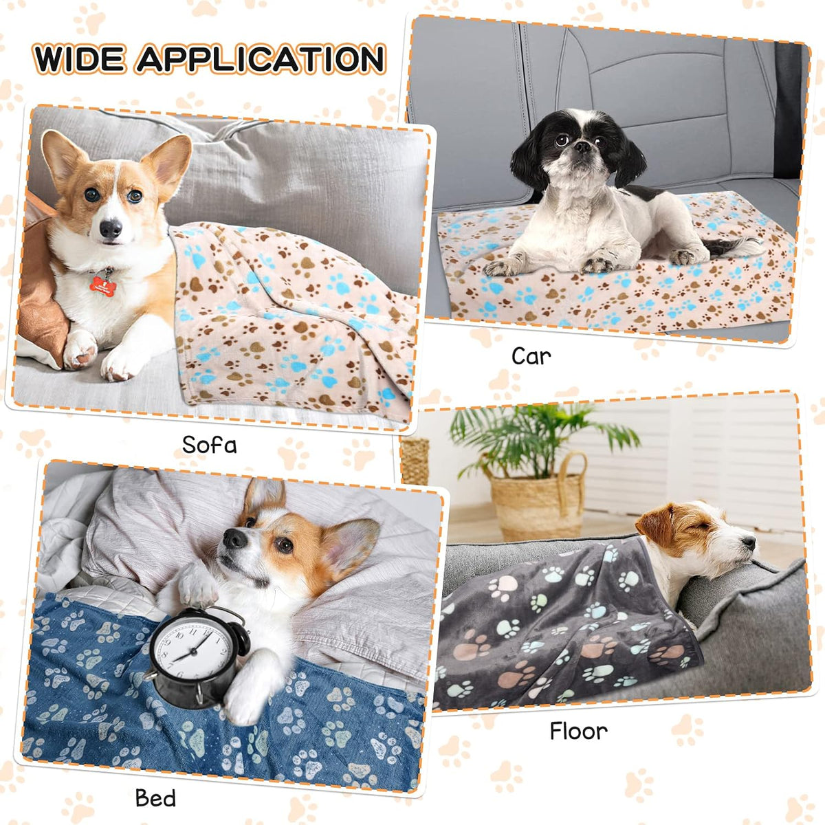 Rezutan 1 Pack 3 Blankets for Dogs, Dog Blanket for Large & Medium Pet Cat, Premium Soft Fluffy Suitable for Dog Kennels & Beds, Sofas, Gifts Puppy Essentials, 41x31inch, Gray/Blue/Beige