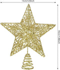 COMNICO Christmas Tree Topper Glittering Gold Hollow Small Star Mini Christmas Tree Decoration 5 Point Star Xmas Treetop Ornaments (15cm/5.9inches)