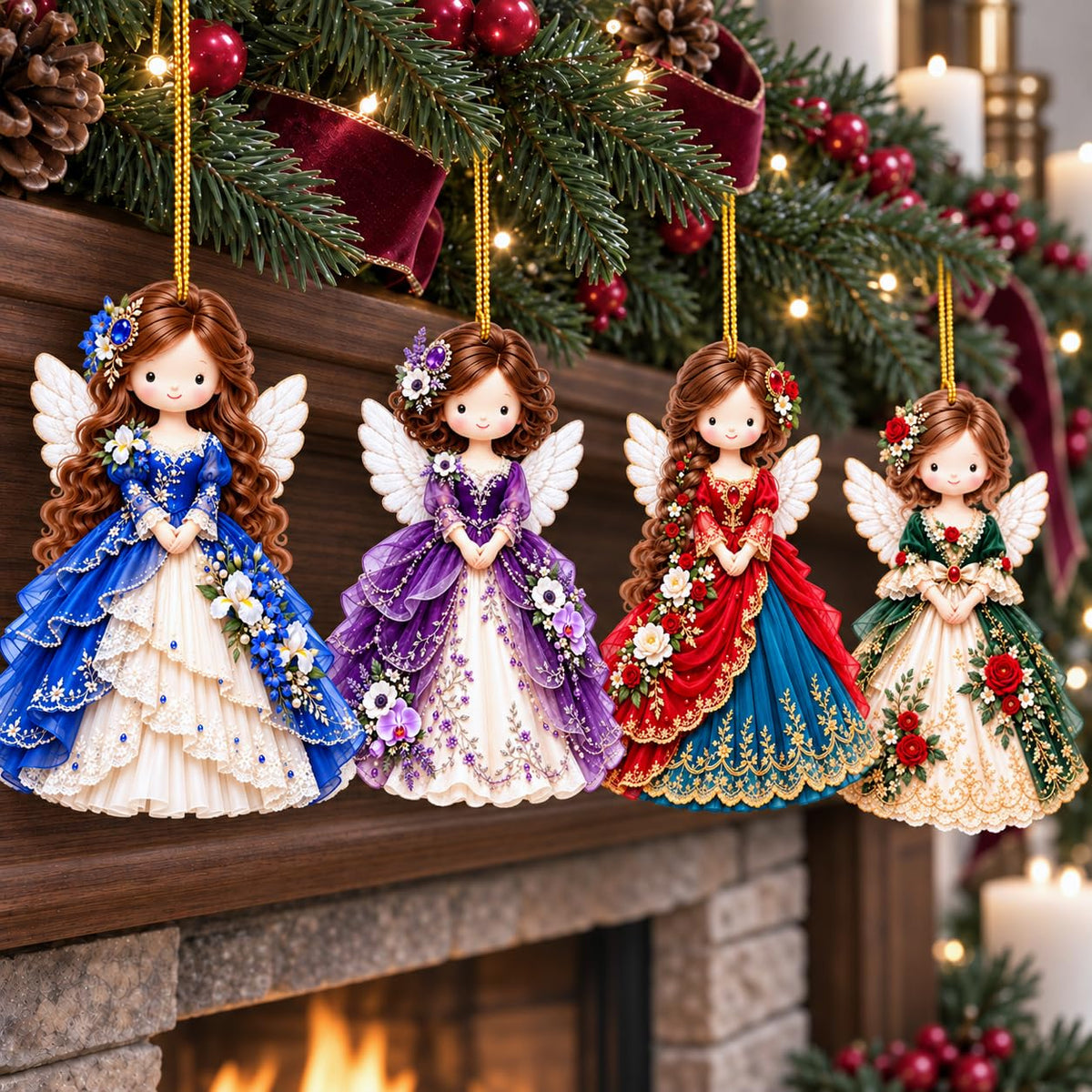 18Pcs Colorful Angel Christmas Ornaments