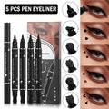5PCS Double-headed Liquid Winged Black Eyeliner Stamp Pen Set | Eye Liner Pencil Long-lasting Waterproof, Stamp Eyeliner Set for Eye Makeup - Star, Heart, Flower, Butterfly, Triangle