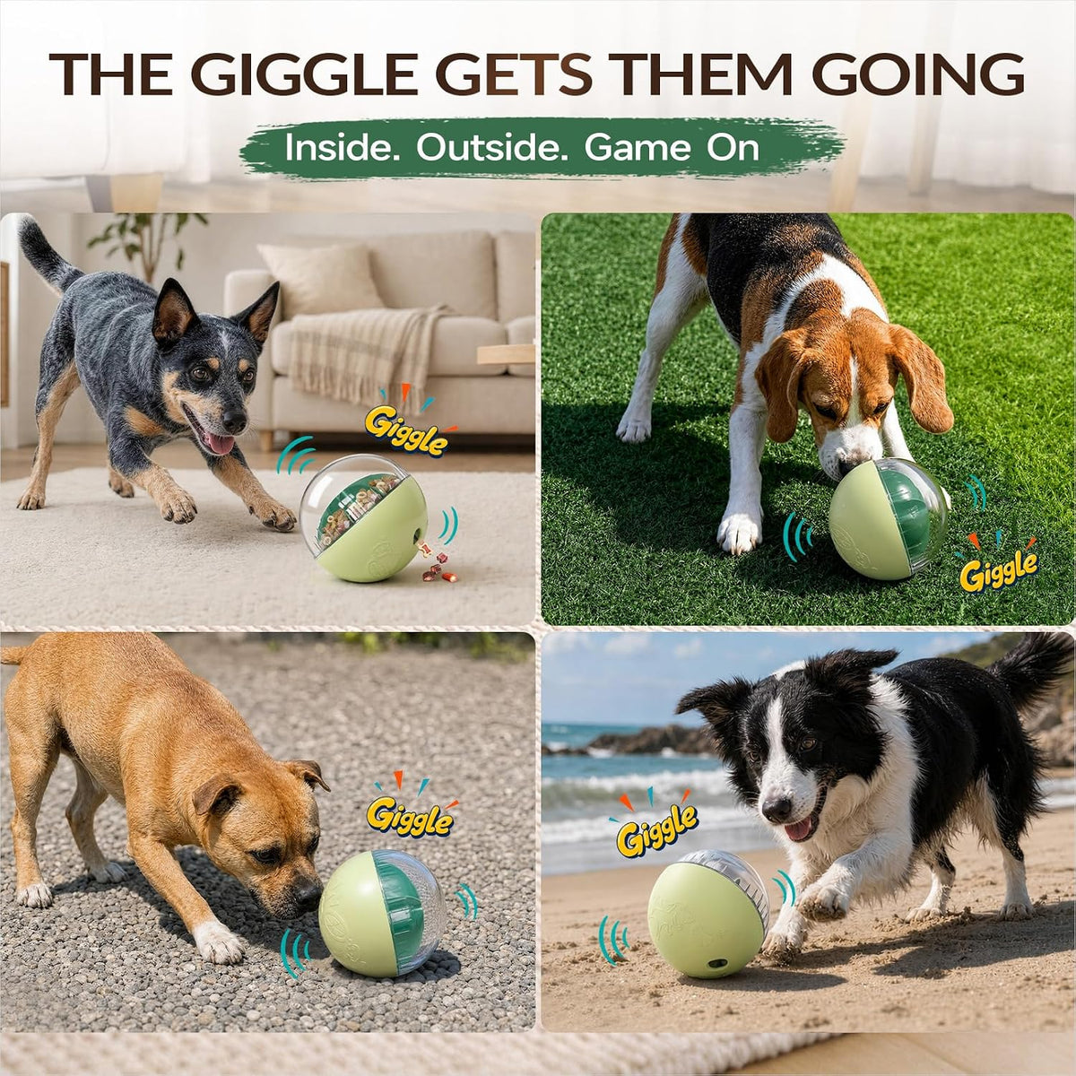XL Rolling Dog Treat Dispenser Toys Wobble Giggle Ball, Slow Feeder