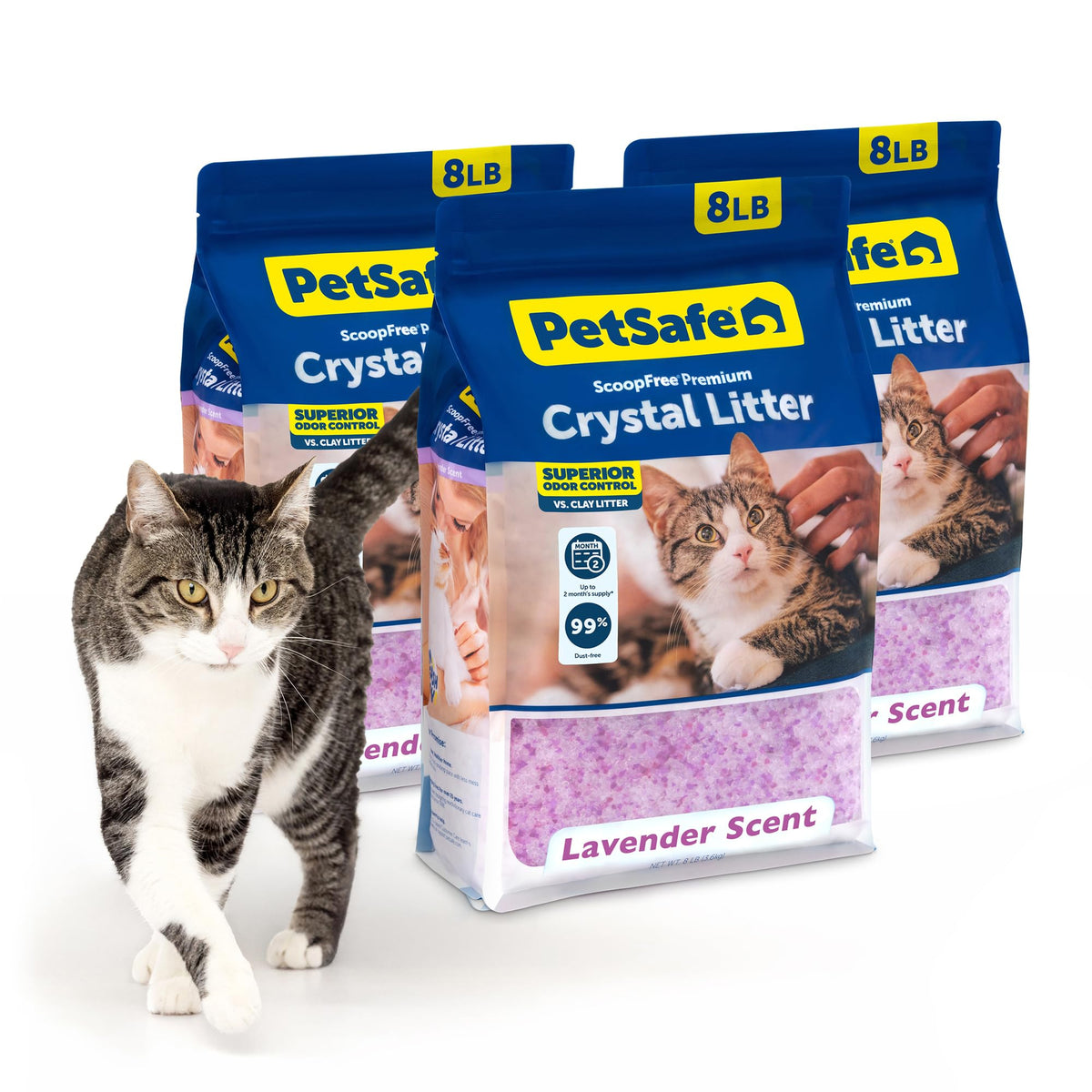 PetSafe ScoopFree Odor Control Crystal Cat Litter, Lavender Scent, 8 Lb Bag