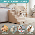 COZY KISS Dog Stairs for Small Dogs, 5 Tier Wider Pet Stairs for High Beds, 23.6" H Non-Slip Dog Steps for Old Cats, Puppies, Small Medium Dogs, 19.7x29.5x23.6 inch, Beige