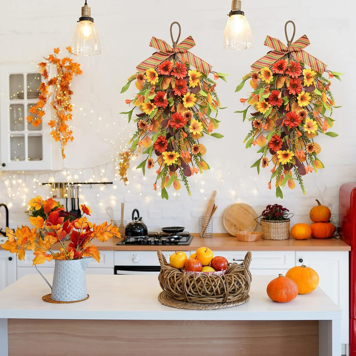 Fall Swag Wreaths for Front Door Decor, Fall Porch Decorations for Home