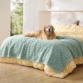 Bedsure ComfyFleece™ Waterproof Dog Blankets for Large Dogs,50x60 Cream | Soft Plush Couch Cover,Washable Corduroy Fleece for Furniture Protector,Cozy Calming Reversible Pet Blanket for Senior Dogs