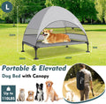 Upgraded Elevated Dog Bed with Canopy, Portable Raised Outdoor Dog Bed with Stable Anti-Slip Feet, Wider Shade Pet Bed Cot, Raised Dog Beds for Large Dogs Camping, Indoor & Outdoor Use