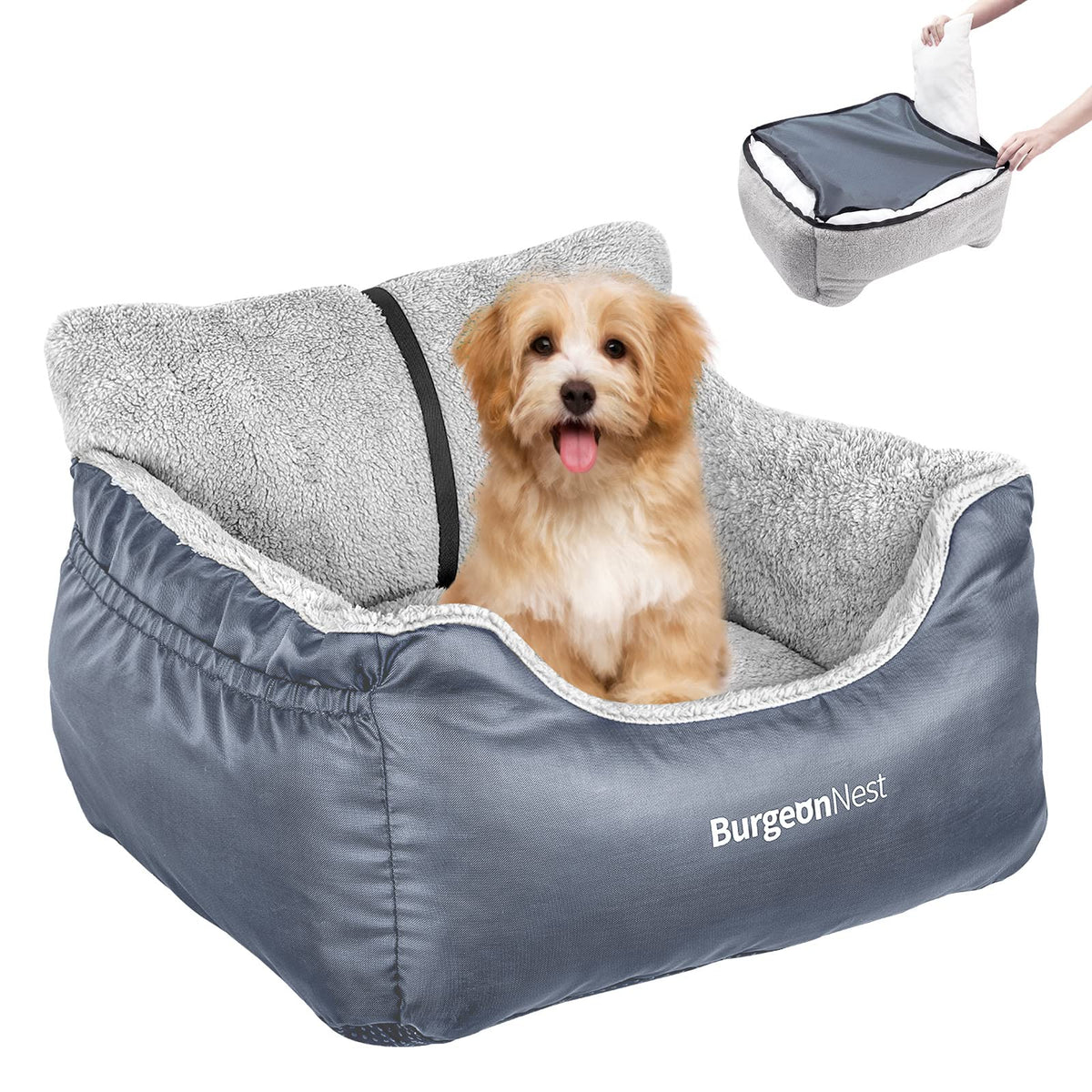 BurgeonNest Dog Car Seat for Small Dogs & Cats Under 25 lbs,Black