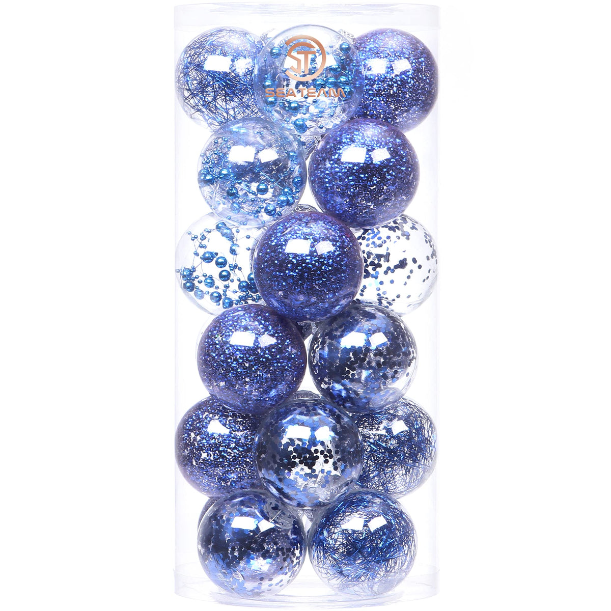 Sea Team 30-Pack Clear Christmas Ball Ornaments with Fillers, Champagne