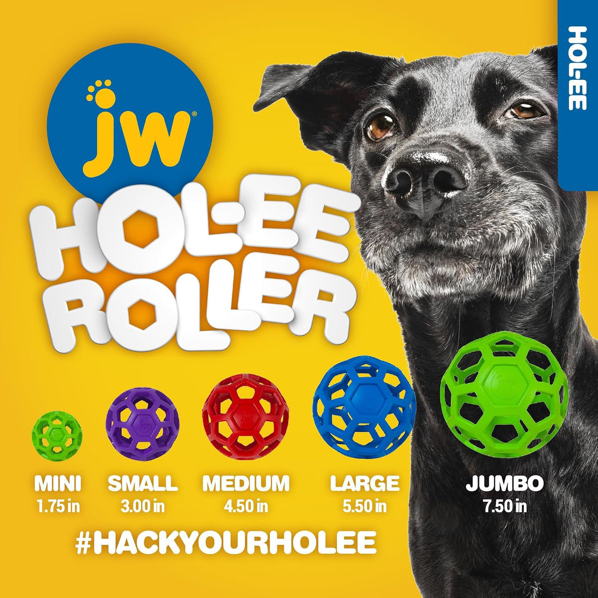 JW Pet HOL-ee Roller™, Dog Toy Puzzle Ball, Natural Rubber, Medium (4.5” Inch Diameter), Pink