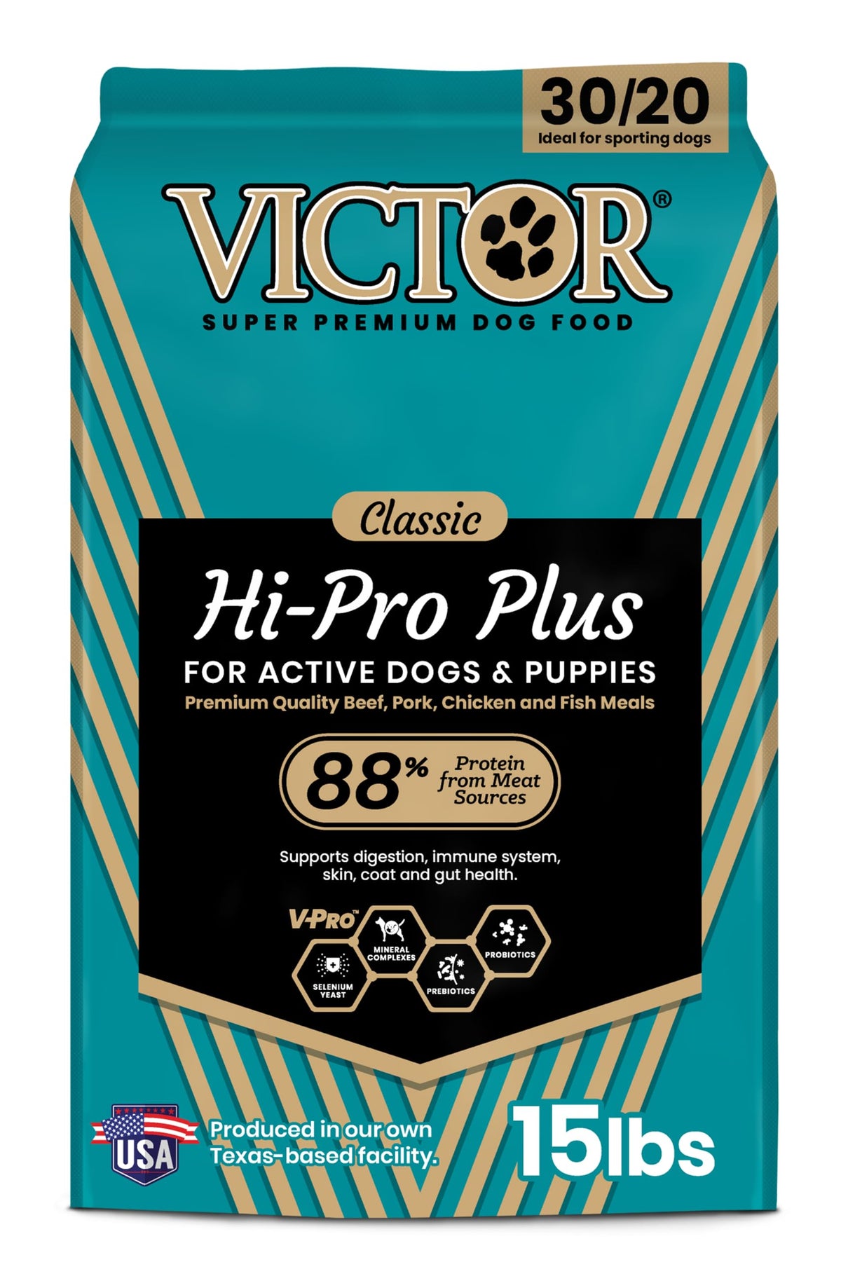 VICTOR Super Premium Dog Food – Hi-Pro Plus Dry Kibble – High Protein Dog Food with 30% Protein – Beef, Chicken, Pork, Fish Meals, Gluten Free - for High Energy and Active Dogs & Puppies, 40lbs